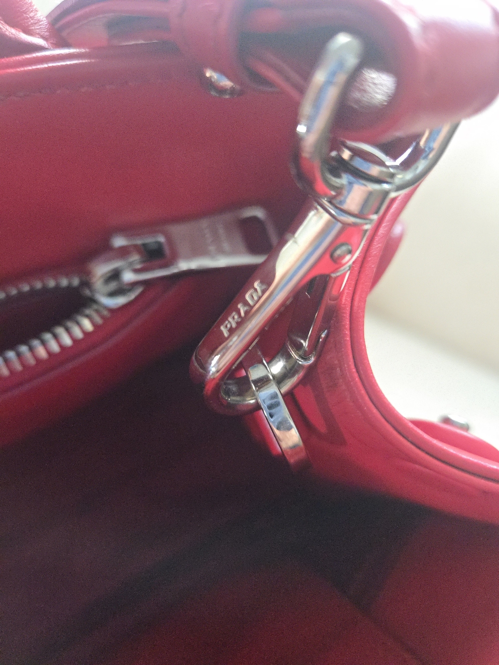 Prada Diagramme Convertible Tote – Red Calfskin Leather - Picture 11 of 17
